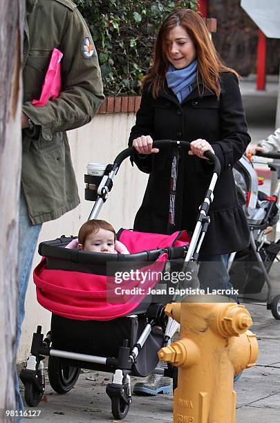 Alyson Hannigan and Alexis Denisof are seen on February 6, 2010 in Los Angeles, California.