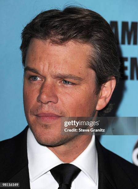 Matt Damon attends the at American Cinematheque 24th Annual Award Presentation To Matt Damon at The Beverly Hilton hotel on March 27, 2010 in Beverly...