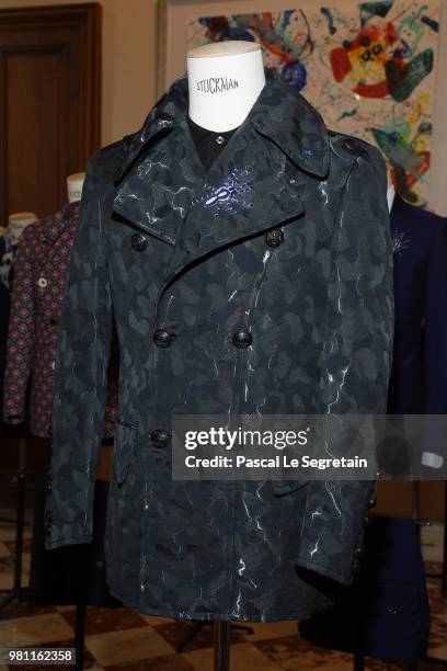 Outfit in display during the Smalto Menswear Spring/Summer 2019 Presentation as part of Paris Fashion Week on June 22, 2018 in Paris, France.