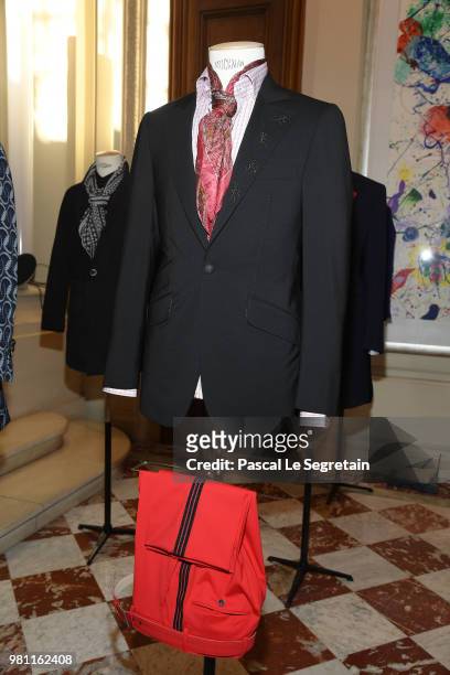 Outfit in display during the Smalto Menswear Spring/Summer 2019 Presentation as part of Paris Fashion Week on June 22, 2018 in Paris, France.