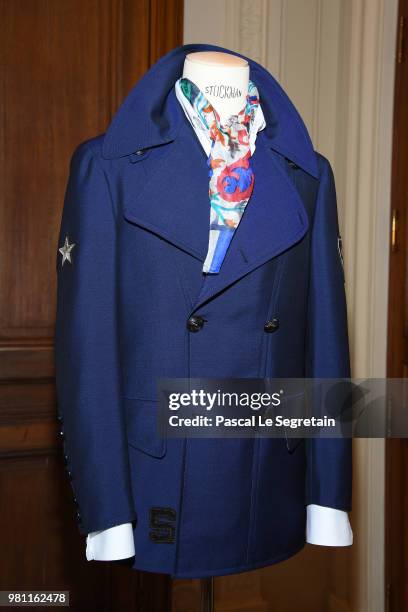 Outfit in display during the Smalto Menswear Spring/Summer 2019 Presentation as part of Paris Fashion Week on June 22, 2018 in Paris, France.