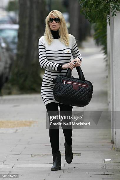 Pregnant Claudia Schiffer is sighted whilst walking through Notting Hill on March 10, 2010 in London, England.