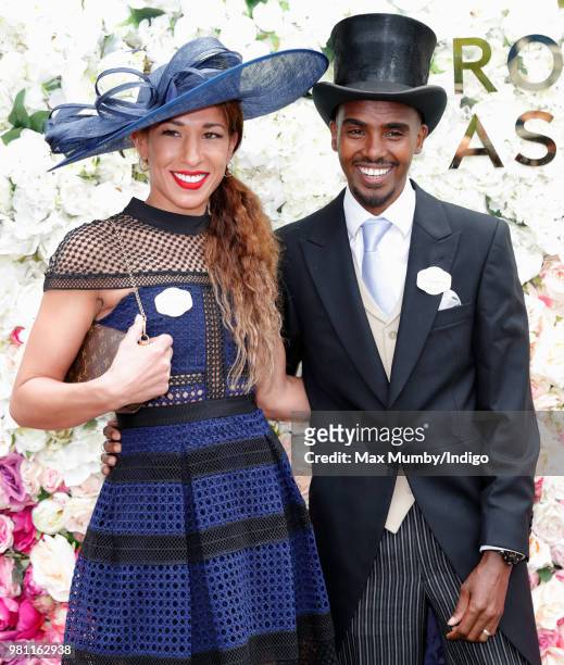 Tania Farah and Sir Mo Farah attend day 2 of Royal Ascot at Ascot Racecourse on June 20, 2018 in Ascot, England.