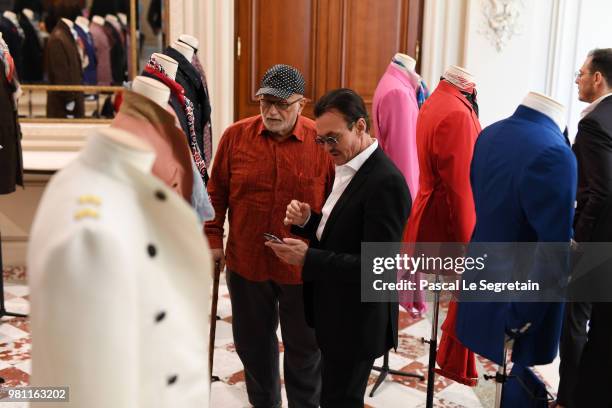 Fady El Khoury and Franck Boclet attend the Smalto Menswear Spring/Summer 2019 Presentation as part of Paris Fashion Week on June 22, 2018 in Paris,...