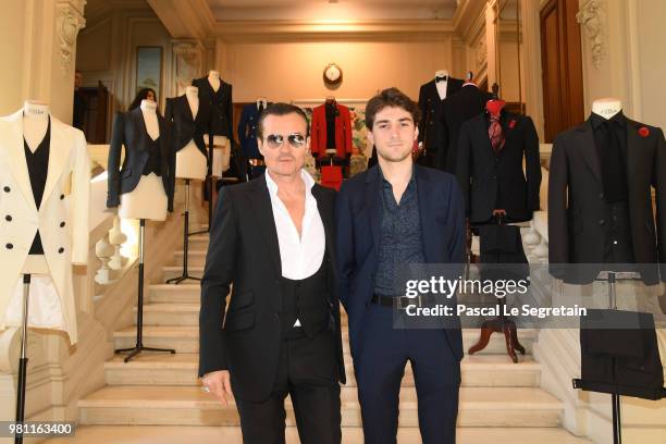 Franck Boclet and Guillaume Marbeck attend the Smalto Menswear Spring/Summer 2019 Presentation as part of Paris Fashion Week on June 22, 2018 in...