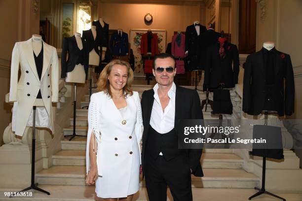 Agnes Sarah Espinasse and Franck Boclet attend the Smalto Menswear Spring/Summer 2019 Presentation as part of Paris Fashion Week on June 22, 2018 in...