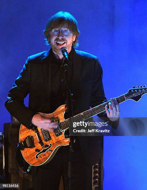 Trey Anastasio of Phish performs onstage at the 25th Annual Rock and Roll Hall of Fame Induction Ceremony at the Waldorf=Astoria on March 15, 2010 in...