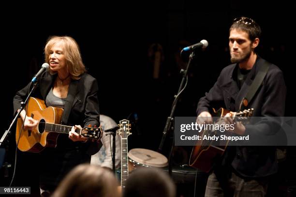 Carly Simon and her son Ben Taylor perform exclusively for BBC Radio 2 at BBC Maida Vale Studios on March 2, 2010 in London, England.