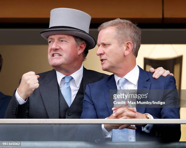 Piers Morgan and Jeremy Kyle watch the racing on day 2 of Royal Ascot at Ascot Racecourse on June 20, 2018 in Ascot, England.
