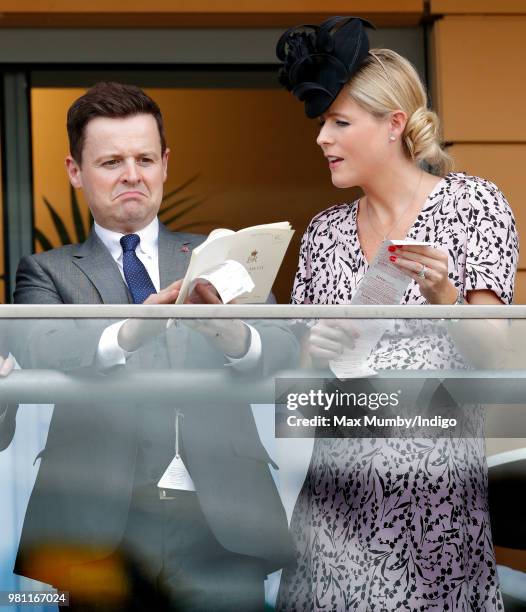 Declan Donnelly and Ali Astall watch the racing on day 2 of Royal Ascot at Ascot Racecourse on June 20, 2018 in Ascot, England.