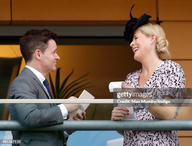 Declan Donnelly and Ali Astall watch the racing on day 2 of Royal Ascot at Ascot Racecourse on June 20, 2018 in Ascot, England.