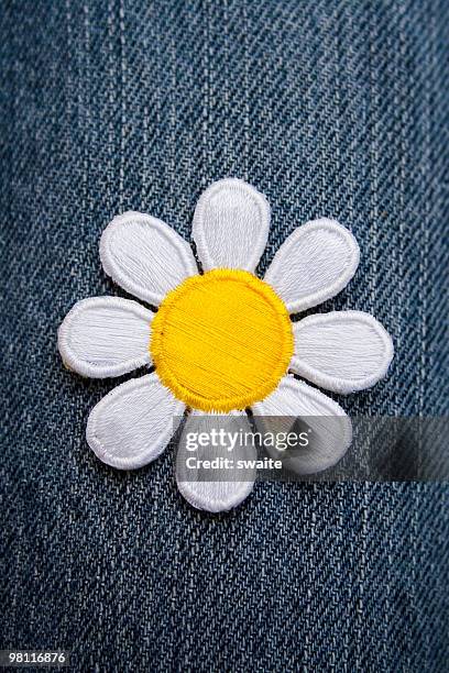 flower power - textile patch stock pictures, royalty-free photos & images