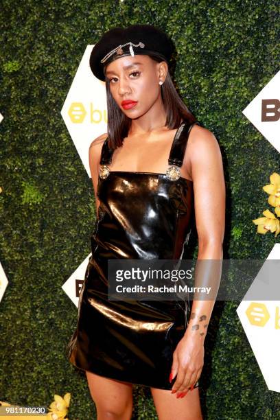 Recording artist Taliwhoah arrives at the BET Her Awards Presented By Bumble at Conga Room on June 21, 2018 in Los Angeles, California.