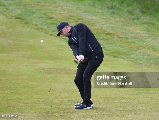 Garrick Porteous of England plays his second shot on the 1st fairway during Day Two of the SSE Scottish Hydro Challenge hosted by Macdonald Hotels...