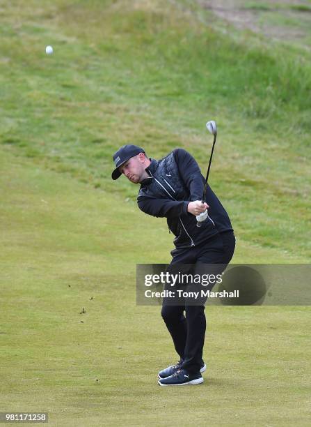 Garrick Porteous of England plays his second shot on the 1st fairway during Day Two of the SSE Scottish Hydro Challenge hosted by Macdonald Hotels...