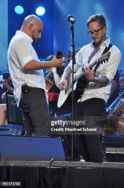 Christopher Seiler and Bernhard Speer of Seiler und Speer perform on stage during the 'Best of Austria meets Classic' Concert In Vienna at Wiener...