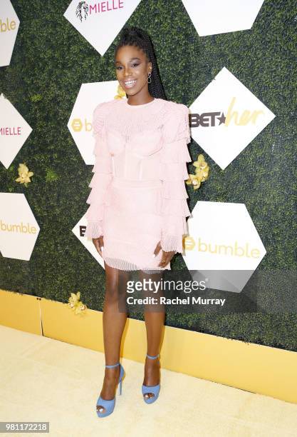 Actress Stacy Ike arrives at the BET Her Awards Presented By Bumble at Conga Room on June 21, 2018 in Los Angeles, California.