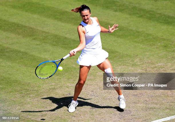 Slovenia's Dalila Jakupovic in action during her quarter final against Slovakia's Magdalena Rybarikova during day five of the Nature Valley Classic...