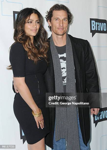 Camila Alves and Matthew McConaughey attend Bravo's 2010 Upfront Party at Skylight Studio on March 10, 2010 in New York City.