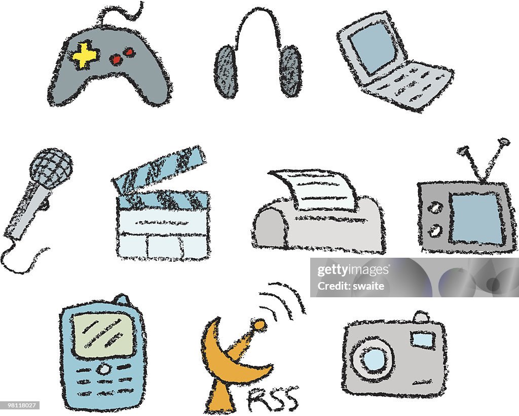 Hand gezeichnete elektronische Symbole