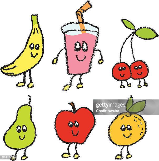 fun fruit and smoothie - orange smoothie stock illustrations