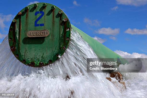 Water is processed at the state-owned Empresa Publica Social del Agua y Saneamiento SA water treatment facility in Alto Lima, Bolivia, on Thursday,...