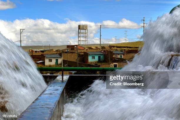Water is processed at the state-owned Empresa Publica Social del Agua y Saneamiento SA water treatment facility in Alto Lima, Bolivia, on Thursday,...