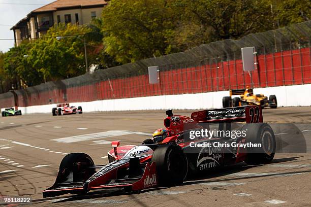 Justin Wilson of England, driver of the Team Z-Line Designs Dreyer & Reinbold Racing Dallara Honda drives during the IndyCar Series Honda Grand Prix...