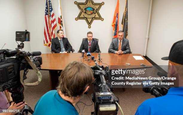 Press conference at the Orange County Sheriff's Department in Santa Ana on Wednesday, April 25, 2018 was held to discuss the arrest of Joseph James...