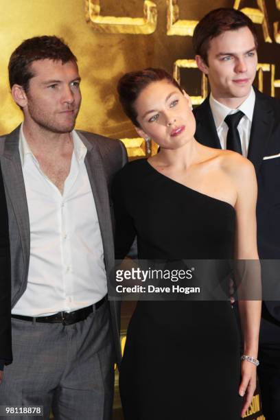 Sam Worthington, Alexa Davalos and Nicholas Hoult arrive at the world premiere of Clash Of The Titans held at the Empire Leicester Square on March...