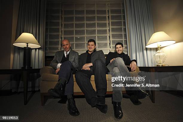 Writer Thomas Bidegain, Director Jacques Audiard & Actor Tahar Rahim are photographed in New York for the New York Times.