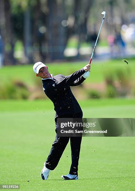 Nathan Green of Australia plays a shot on the ninth hole during the first round of the Honda Classic at PGA National Resort And Spa on March 4, 2010...