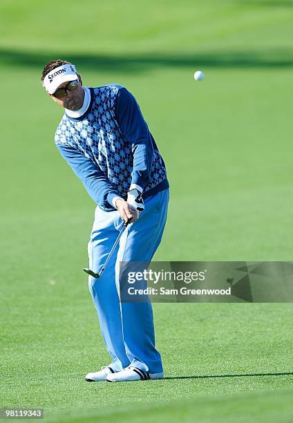 Robert Allenby of Australia plays a shot during the first round of the Honda Classic at PGA National Resort And Spa on March 4, 2010 in Palm Beach...