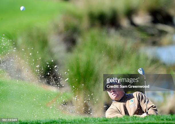 John Rollins hits a shot during the first round of the Honda Classic at PGA National Resort And Spa on March 4, 2010 in Palm Beach Gardens, Florida.