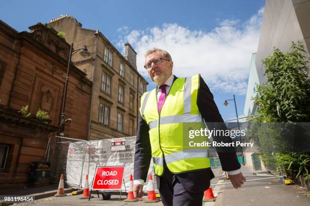 David Mundell, Secretary of State for Scotland visits the Glasgow School of Art on June 22, 2018 in Glasgow, Scotland. In May 2014 Glasgow School of...