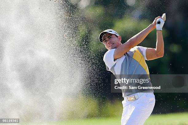 Camilo Villegas of Columbia plays a shot on the 13th hole during the final round of the Honda Classic at PGA National Resort And Spa on March 7, 2010...