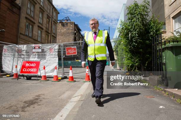 David Mundell, Secretary of State for Scotland visits the Glasgow School of Art on June 22, 2018 in Glasgow, Scotland. In May 2014 Glasgow School of...