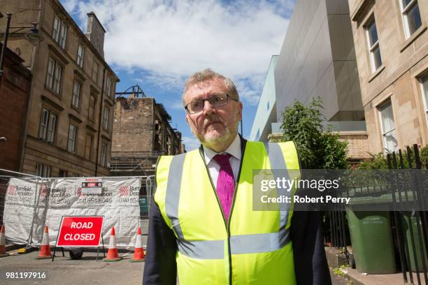 David Mundell, Secretary of State for Scotland visits the Glasgow School of Art on June 22, 2018 in Glasgow, Scotland. In May 2014 Glasgow School of...