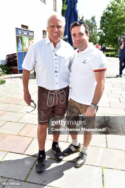 Franz 'Bulle' Roth Falk Raudies during the 7. M & M + EAGLES Charity - LEDERHOS'N Golf Cup 2018 at Golfclub Castle EGMATING on June 22, 2018 in...