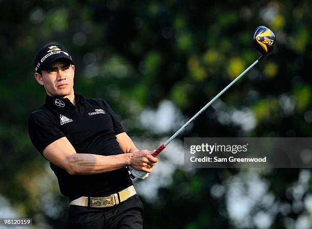 Camilo Villegas of Columbia plays a shot on the 14th hole during the third round of the Honda Classic at PGA National Resort And Spa on March 6, 2010...