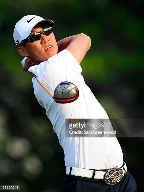 Anthony Kim plays a shot on the 14th hole during the third round of the Honda Classic at PGA National Resort And Spa on March 6, 2010 in Palm Beach...