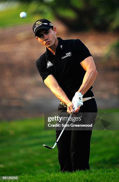 Camilo Villegas of Columbia plays a shot on the 13th hole during the third round of the Honda Classic at PGA National Resort And Spa on March 6, 2010...