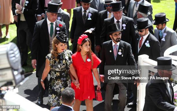 Sheikh Mohammed bin Rashid Al Maktoum with wife Princess Haya of Jordan and daughter Sheikha Al Jalila bint Mohammad bin Rashid al Maktoum during day...