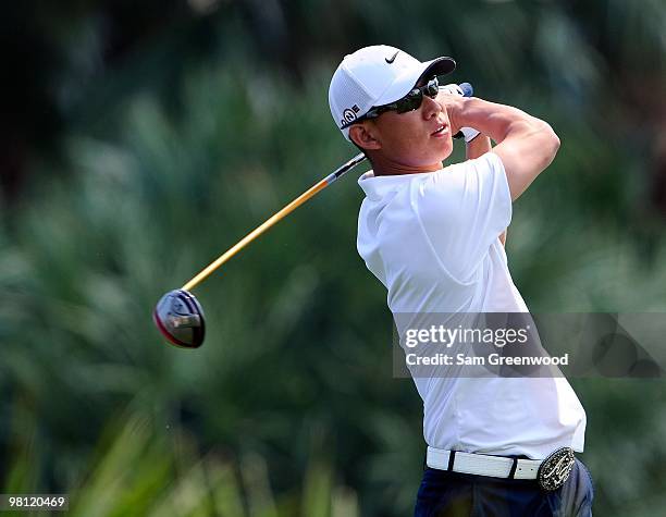Anthony Kim plays a shot on the 2nd hole during the third round of the Honda Classic at PGA National Resort And Spa on March 6, 2010 in Palm Beach...