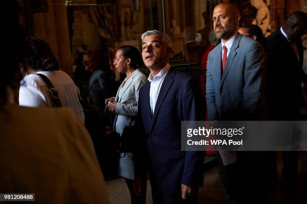 Mayor of London Sadiq Khan leaves after attending the Service of Thanksgiving to mark the 70th anniversary of the landing of the Empire Windrush ship...
