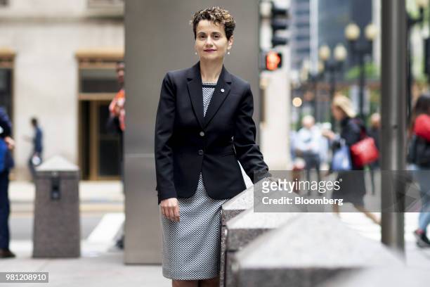 Erminia Johannson, head of U.S. Personal and Business Banking for BMO Harris Bank NA, stands for a photograph outside the company's headquarters...