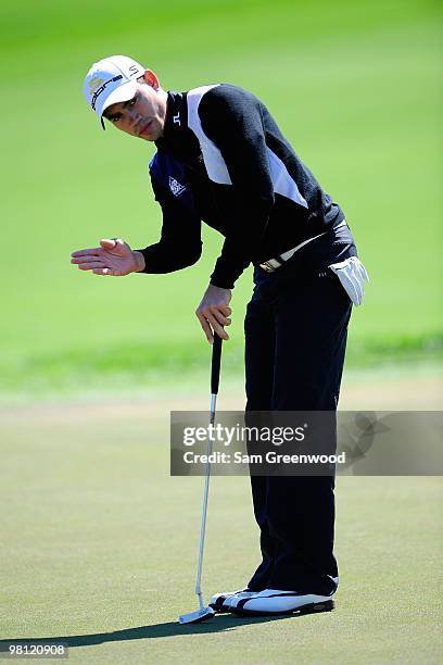 Camilo Villegas of Columbia plays a shot during the second round of the Honda Classic at PGA National Resort And Spa on March 5, 2010 in Palm Beach...