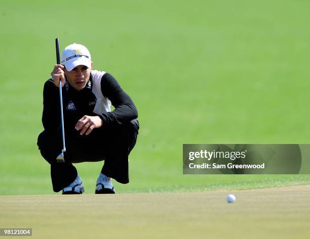 Camilo Villegas of Columbia plays a shot during the second round of the Honda Classic at PGA National Resort And Spa on March 5, 2010 in Palm Beach...