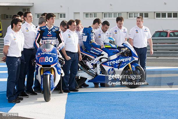 Sergio Gadea of Spain and Tenerife 40 Pons and Axel Pons of Spain and Tenerife 40 Pons and the team pose during the Moto2 and 125 cc. Test at...