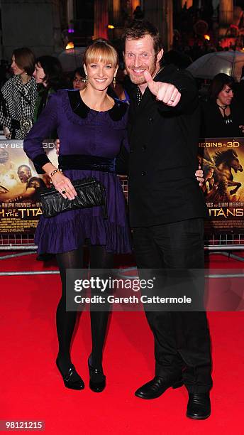 Jason Flemyng and wife Elly Fairman arrive at the World Film Premiere of 'Clash of the Titans' at the Empire Leicester Square on March 29, 2010 in...